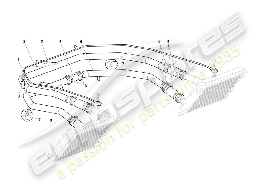 lamborghini lp640 roadster (2007) système de refroidissement du liquide de refroidissement schéma des pièces