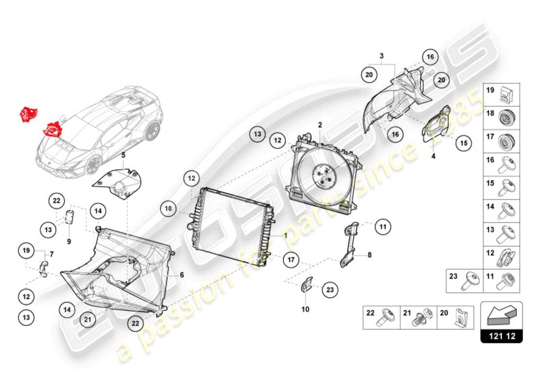 lamborghini 2024 (sterrato) refroidisseur pour liquide de refroidissement schéma des pièces