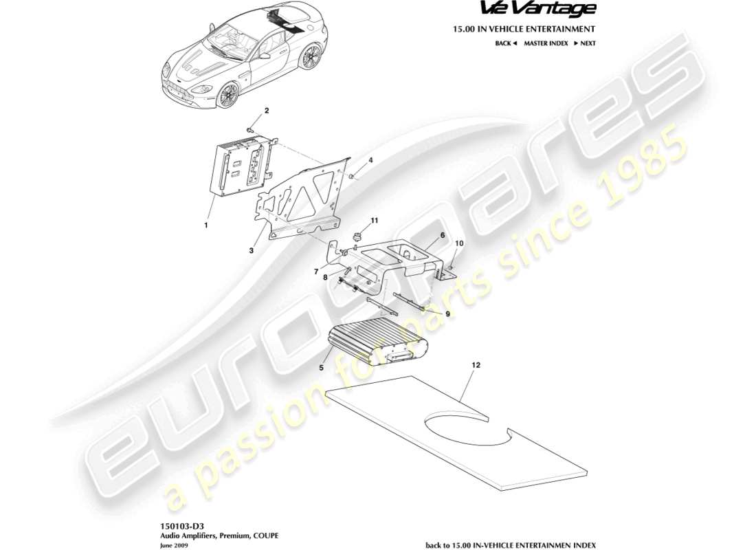 un schéma de pièces du catalogue de pièces aston martin v12 vantage (2012)