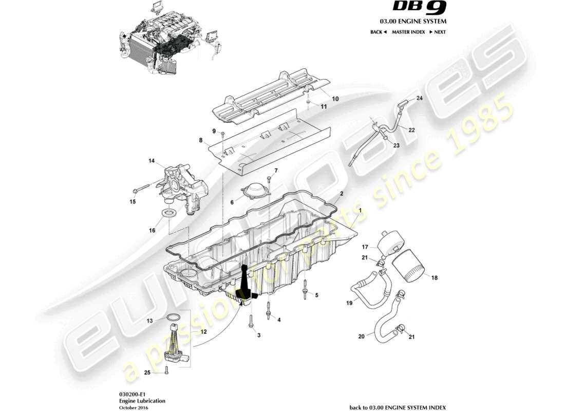 aston martin db9 (2012) lubrification du moteur schéma des pièces