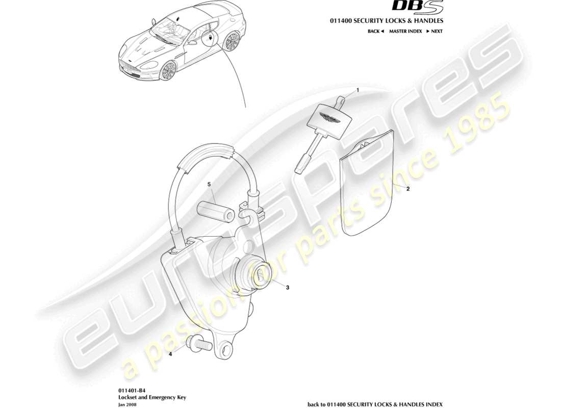 un schéma de pièces du catalogue de pièces aston martin dbs