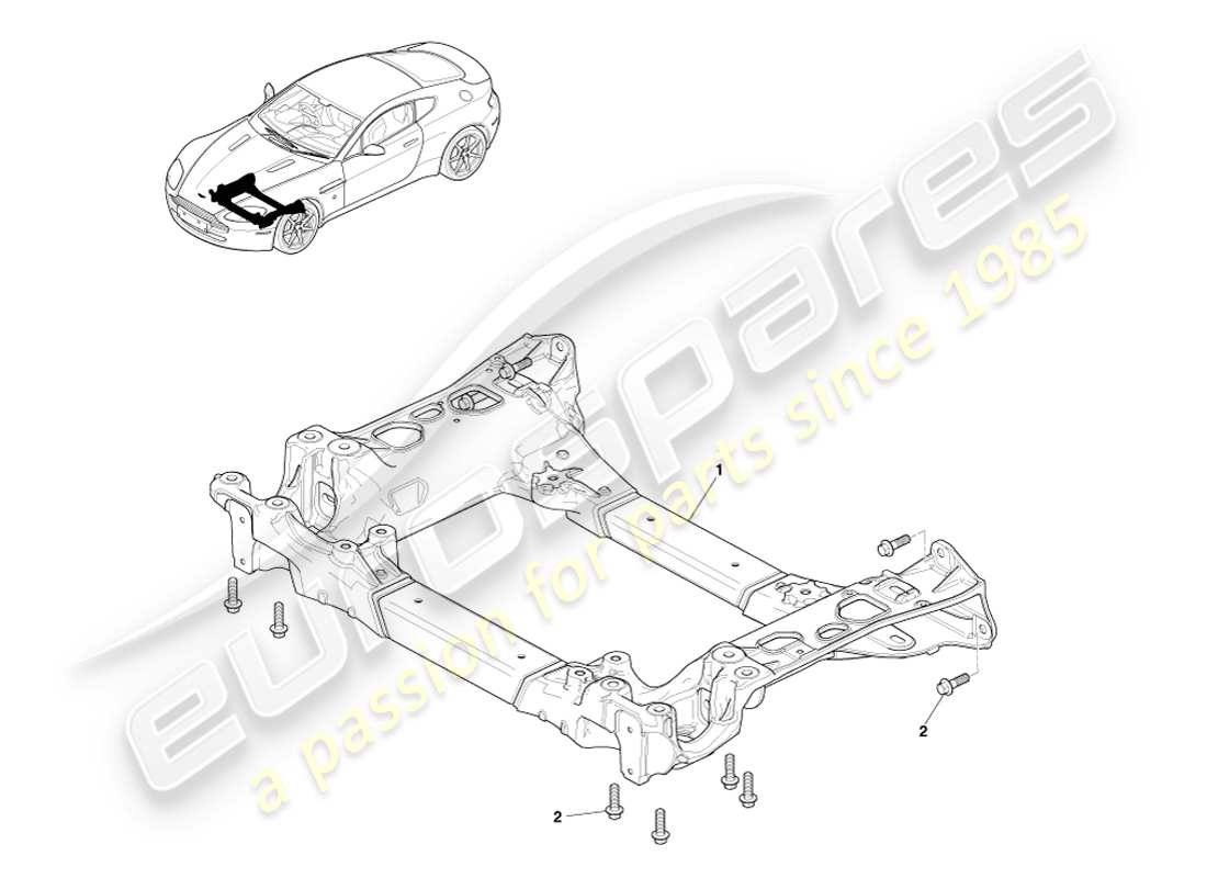 aston martin v8 vantage (2007) diagramme des pièces du sous-châssis avant