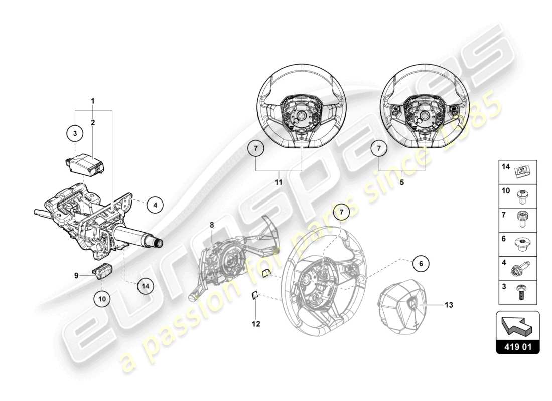 lamborghini countach lpi 800-4 (2022) système de direction schéma des pièces