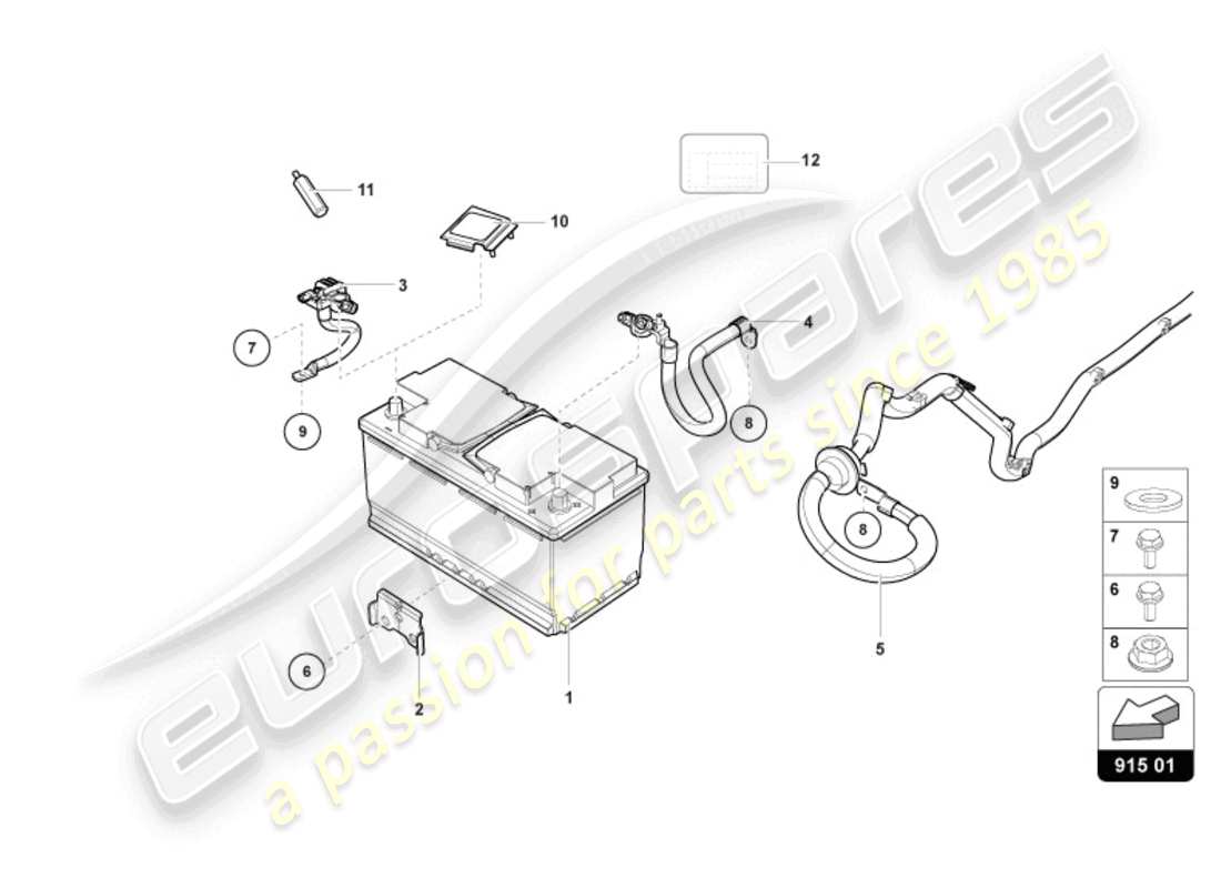 lamborghini 2023 (sto) diagramme des pièces de la batterie