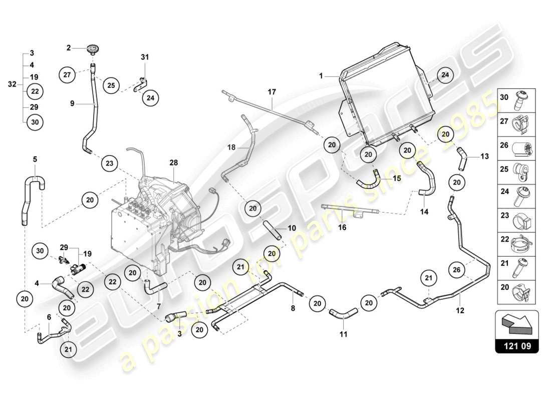 lamborghini countach lpi 800-4 (2022) système de refroidissement schéma des pièces