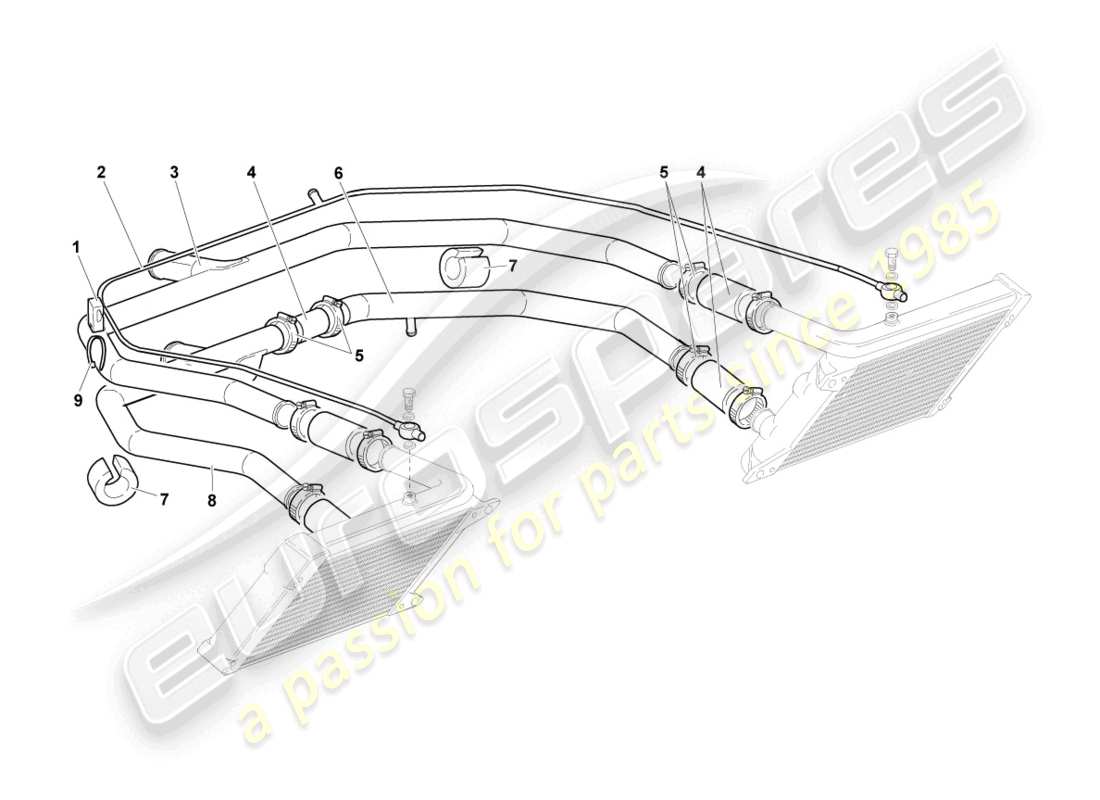 lamborghini reventon roadster système de refroidissement du liquide de refroidissement schéma des pièces