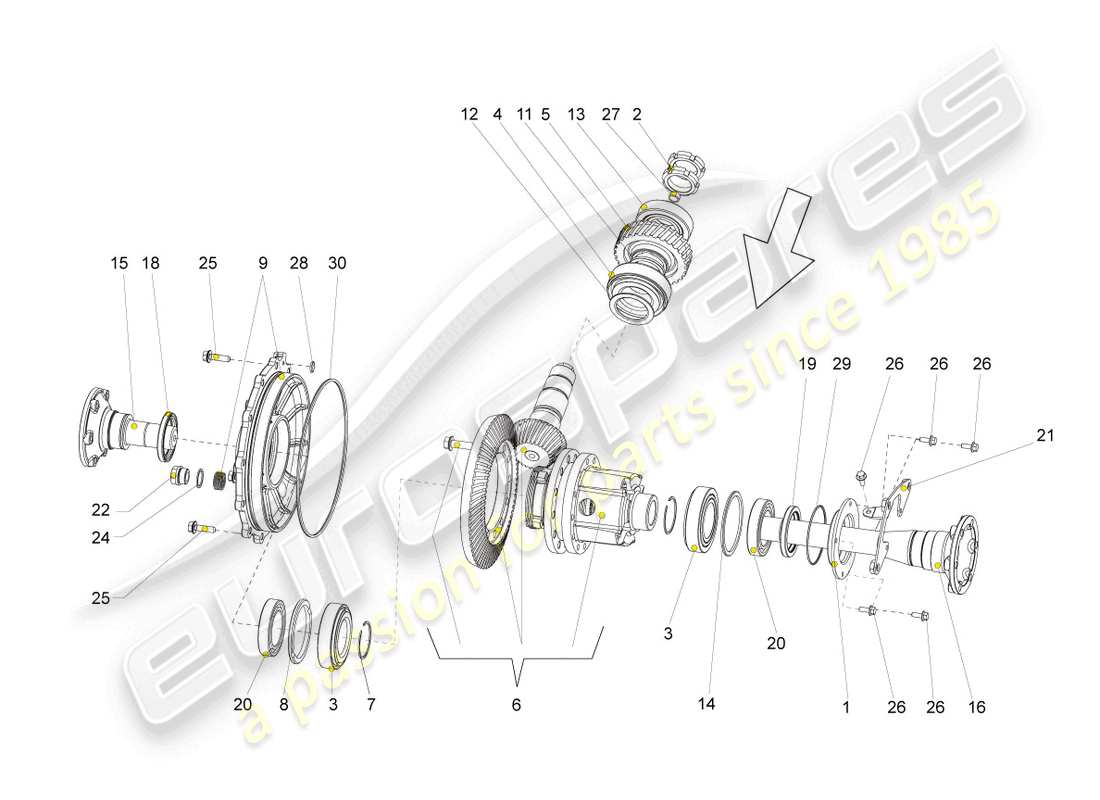 lamborghini gallardo coupe (2004) différentiel diagramme de pièce