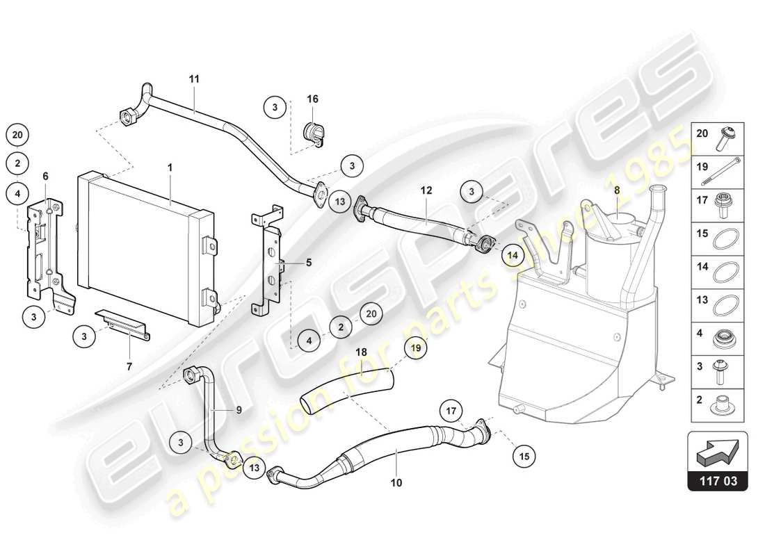 lamborghini countach lpi 800-4 (2022) refroidisseur d'huile schéma des pièces