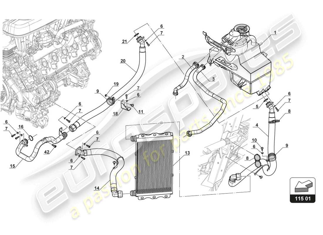 lamborghini 2017 (gt3) réservoir d'huile - refroidissement d'huile schéma des pièces