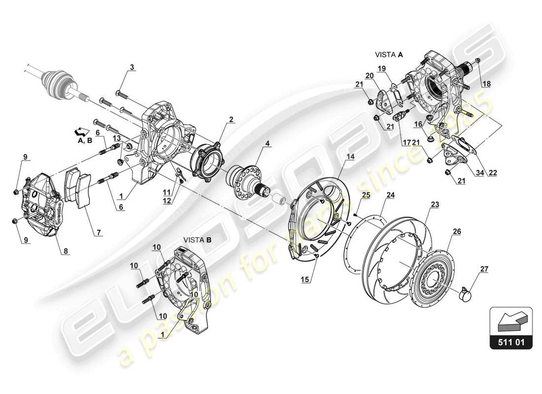 lamborghini 2017 (gt3) disque de frein arrière schéma des pièces