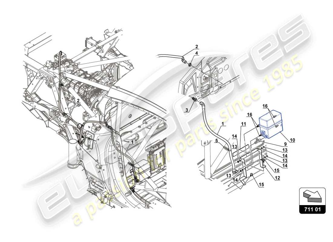 lamborghini 2017 (gt3) changeur de vitesses pneumatique - schéma des pièces