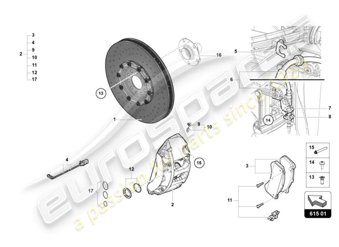 lamborghini 2022 (lp770-4 svj roadster) disque de frein avant schéma des pièces