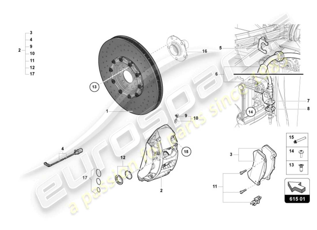 lamborghini lp770-4 svj roadster (2022) disque de frein avant schéma des pièces