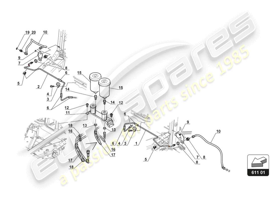 lamborghini 2017 (gt3) réservoir de liquide de frein schéma des pièces