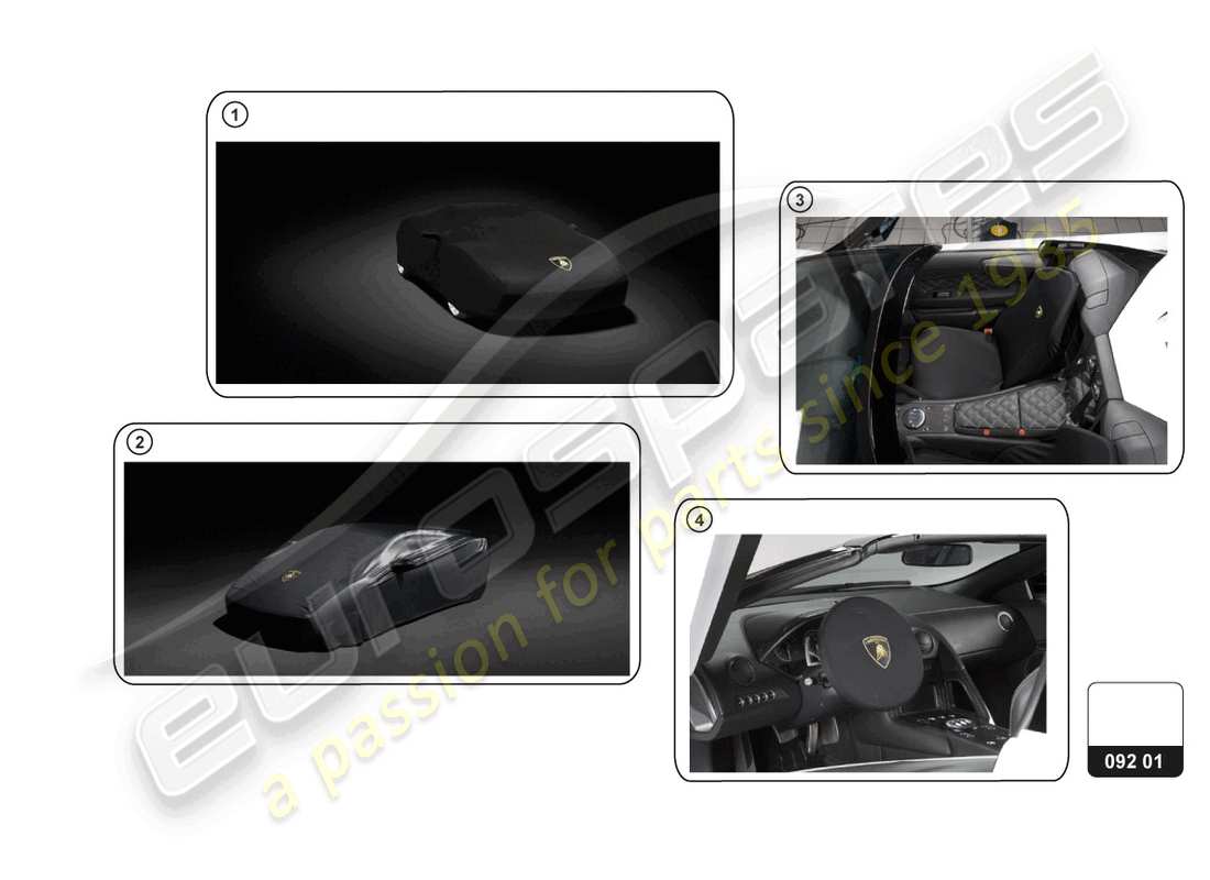 lamborghini accessories (sto) ensemble de protection schéma des pièces