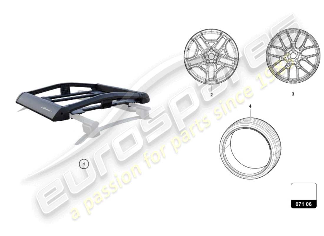 lamborghini huracan sterrato (accessories) système de galerie de toit schéma des pièces
