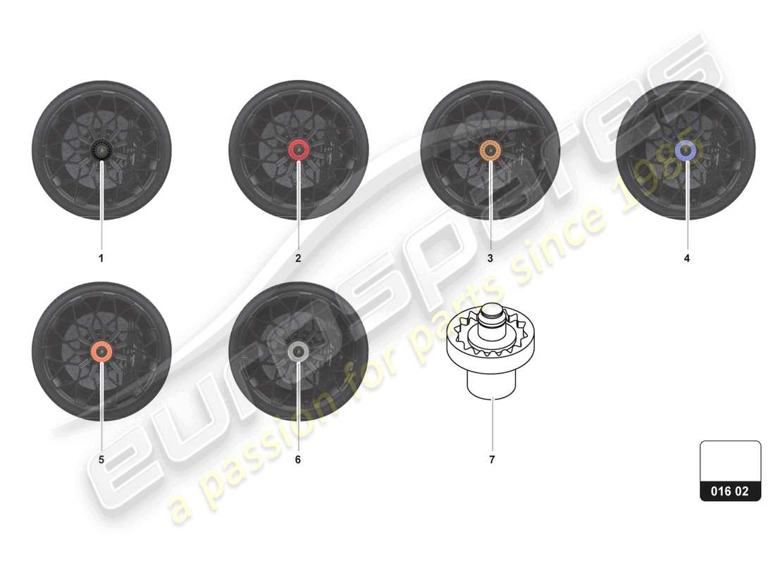 lamborghini huracan sto (accessories) écrou de roue schéma des pièces