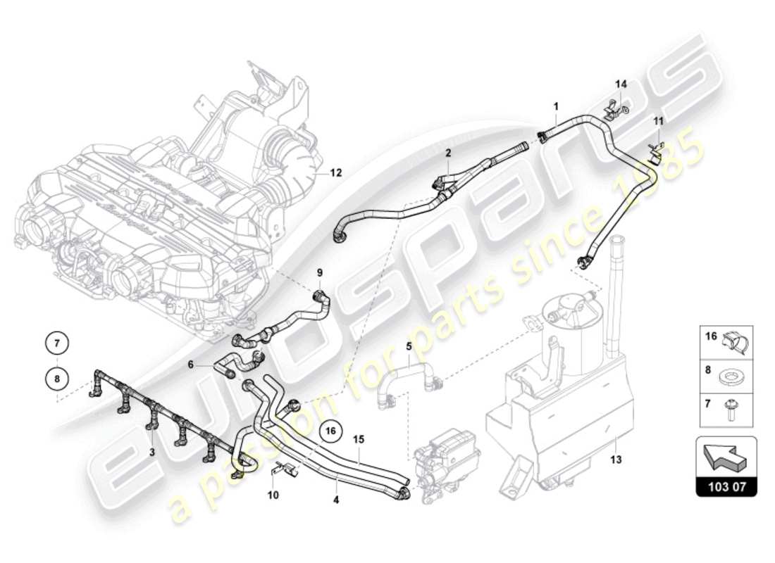 lamborghini ultimae (2022) ventilation pour couvercle de culasse à partir du vin cla00325 schéma des pièces