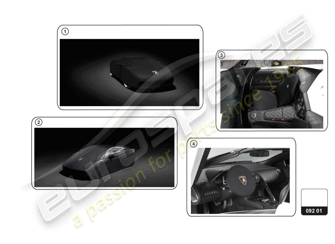 lamborghini accessories (tecnica) ensemble de protection schéma des pièces