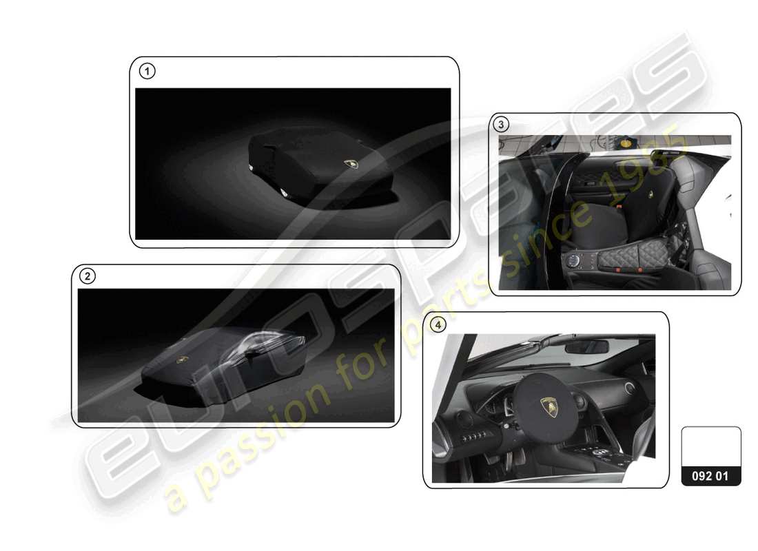 lamborghini huracan tecnica (accessories) ensemble de protection schéma des pièces