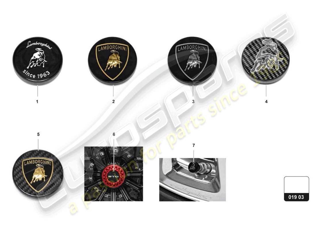 lamborghini huracan tecnica (accessories) schéma des pièces du capuchon de moyeu