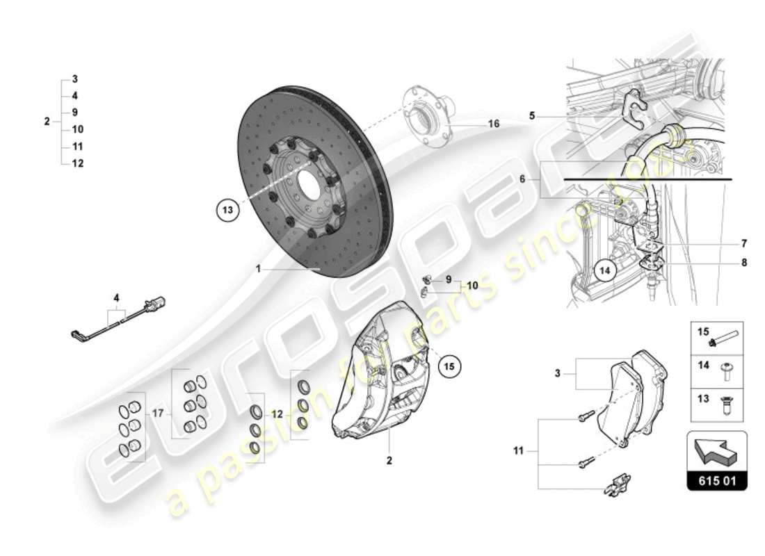 lamborghini ultimae (2022) disque de frein avant schéma des pièces