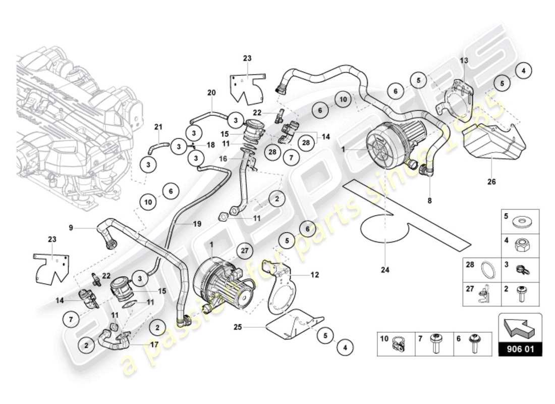 lamborghini ultimae (2022) pompe à air secondaire schéma des pièces