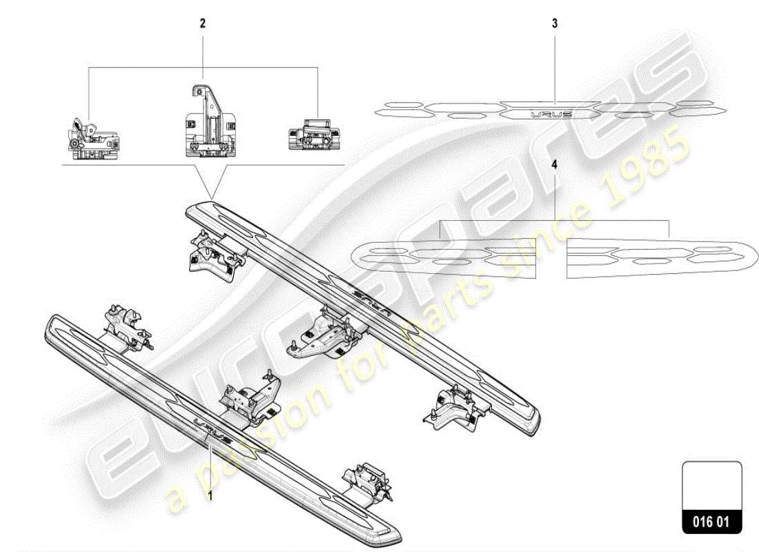 lamborghini urus s (accessories) schéma des pièces du spoiler
