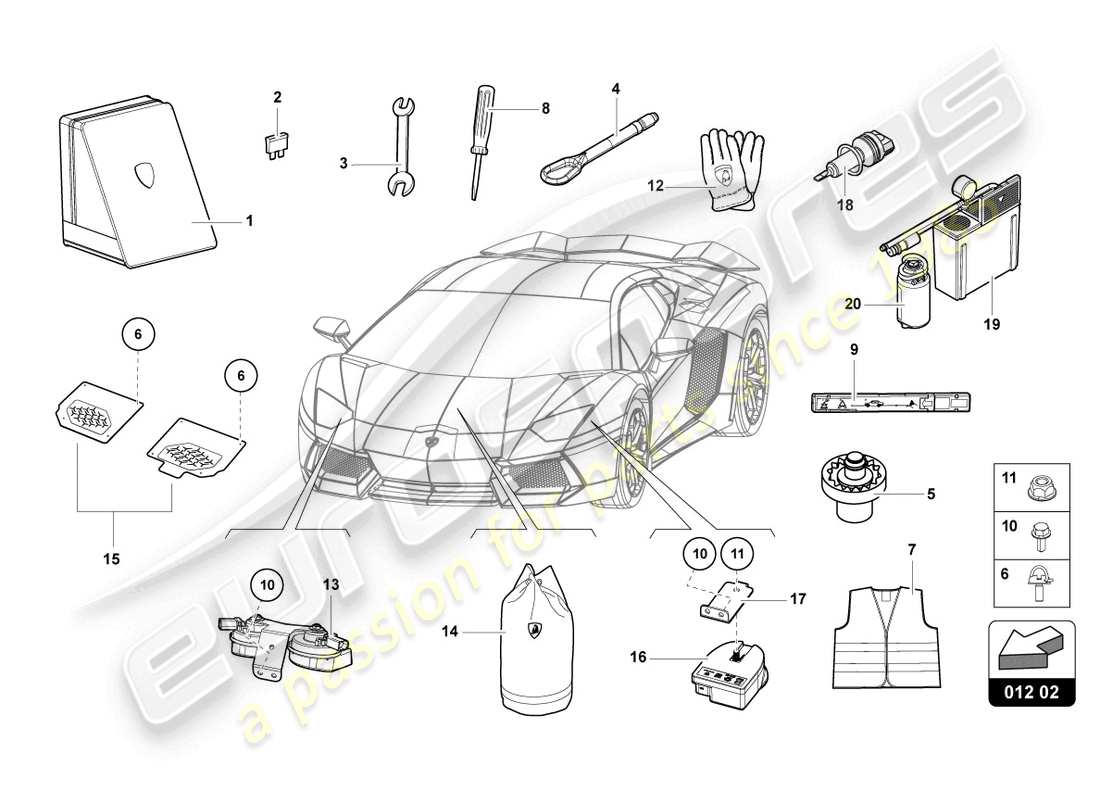 lamborghini ultimae (2022) outils pour véhicule schéma des pièces