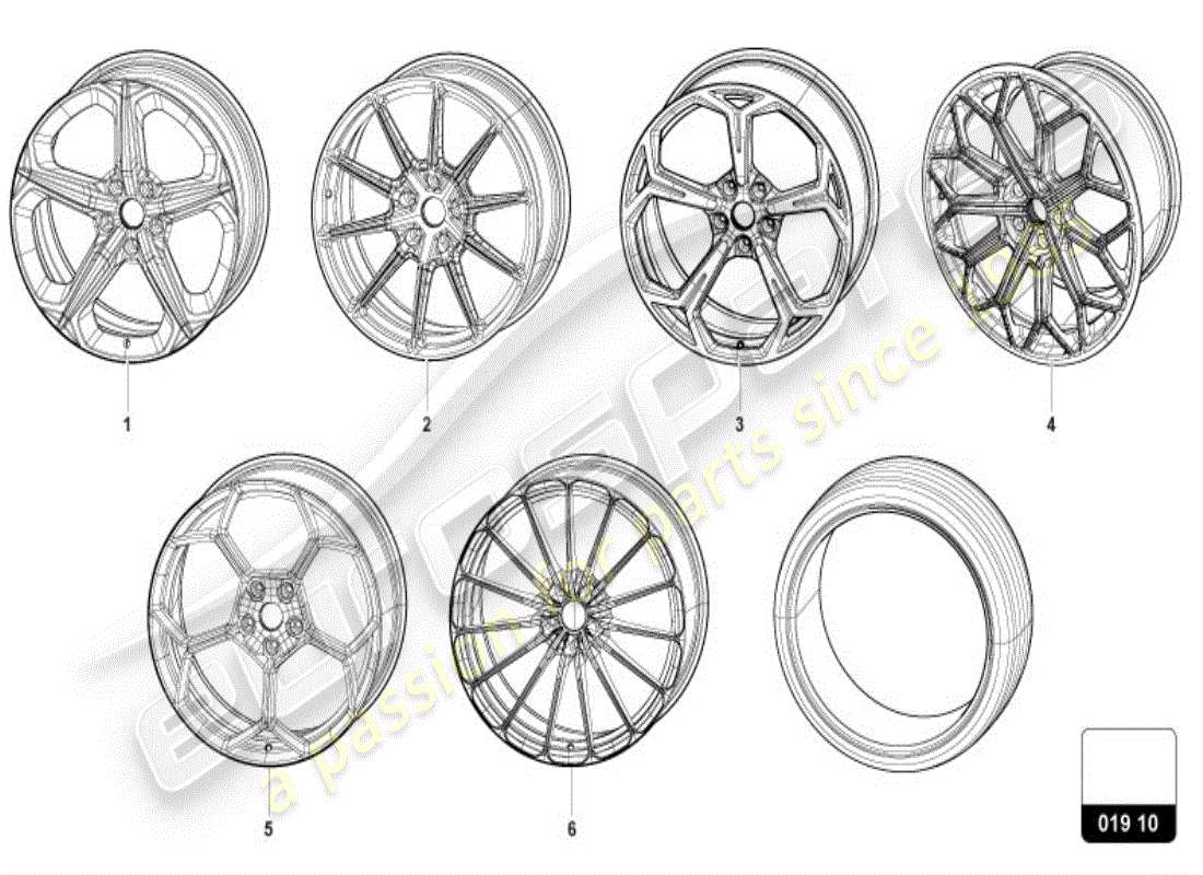 lamborghini urus s (accessories) roue complète schéma des pièces