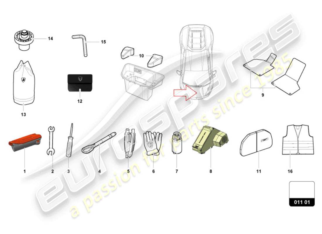 lamborghini tecnica (2024) outils du véhicule schéma des pièces