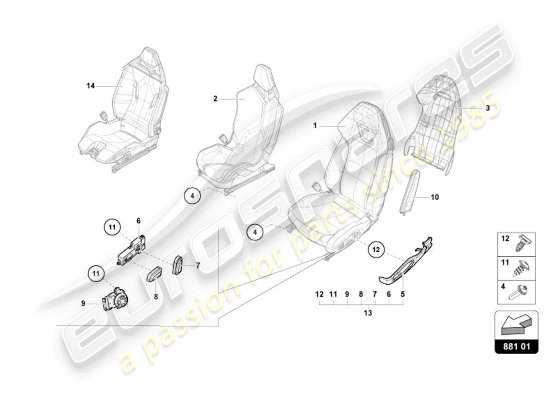lamborghini tecnica (2024) seat schéma des pièces