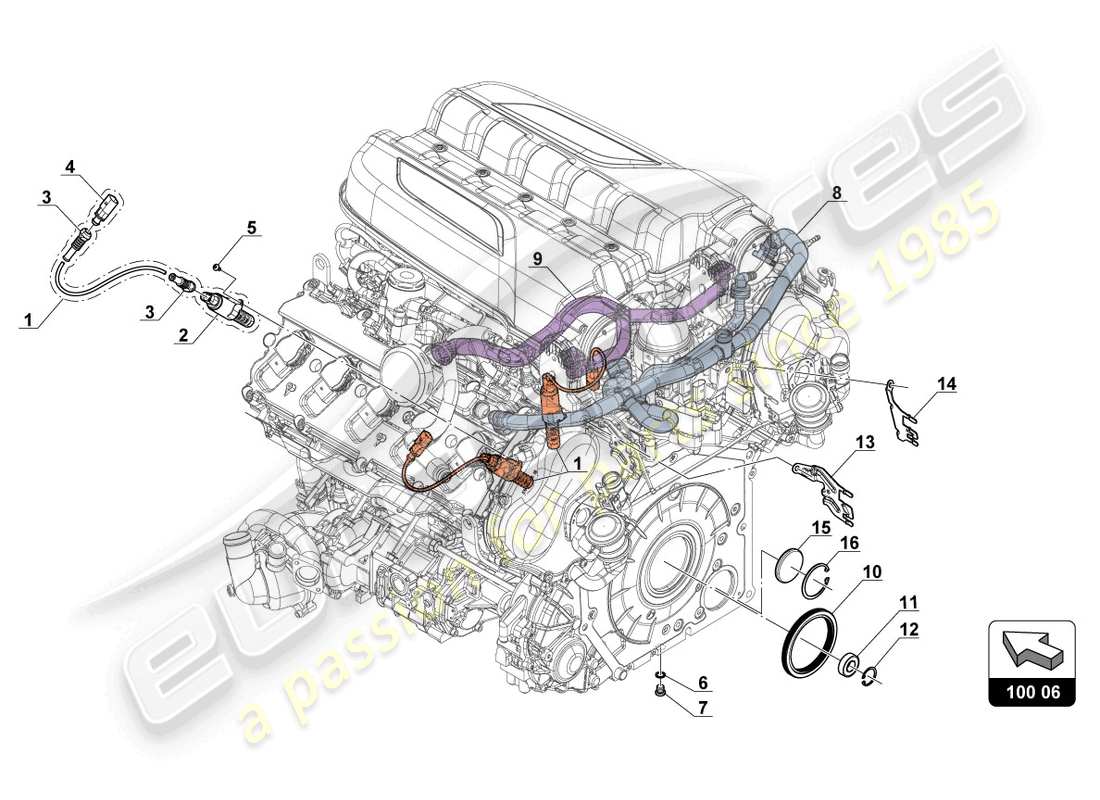 lamborghini gt3 evo (2018) pièces de moteur supplémentaires schéma des pièces