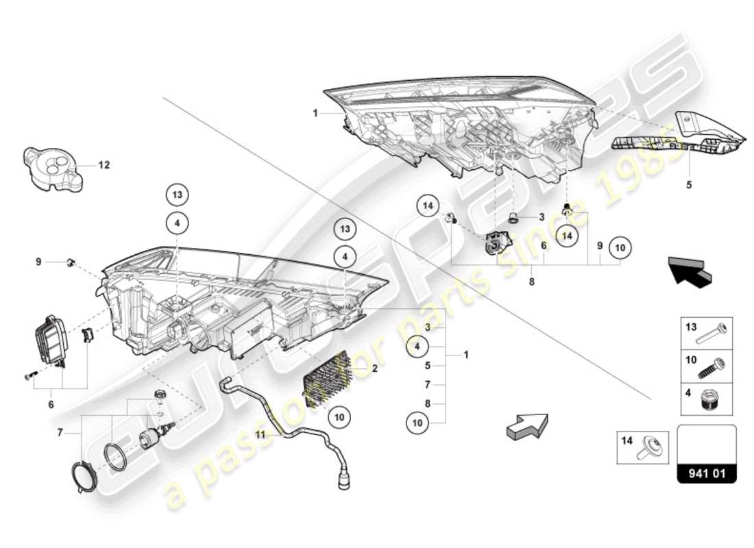 lamborghini urus (2021) schéma des pièces des phares led