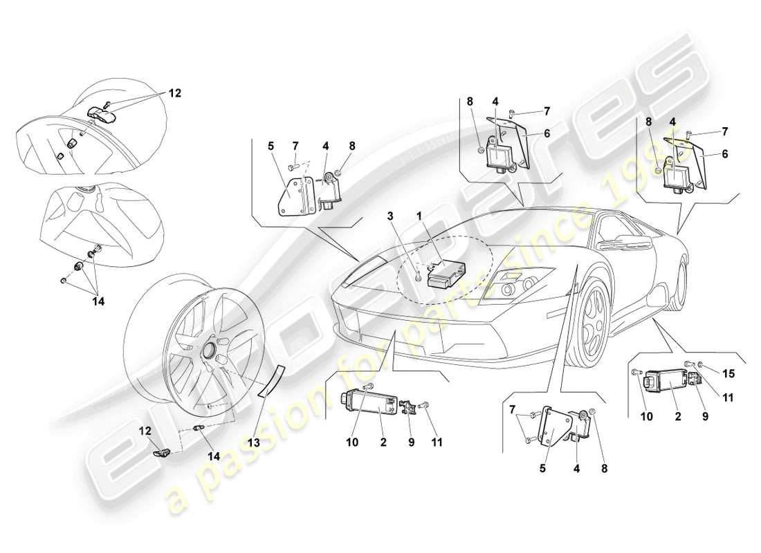 lamborghini reventon roadster système de contrôle de pression des pneus schéma des pièces