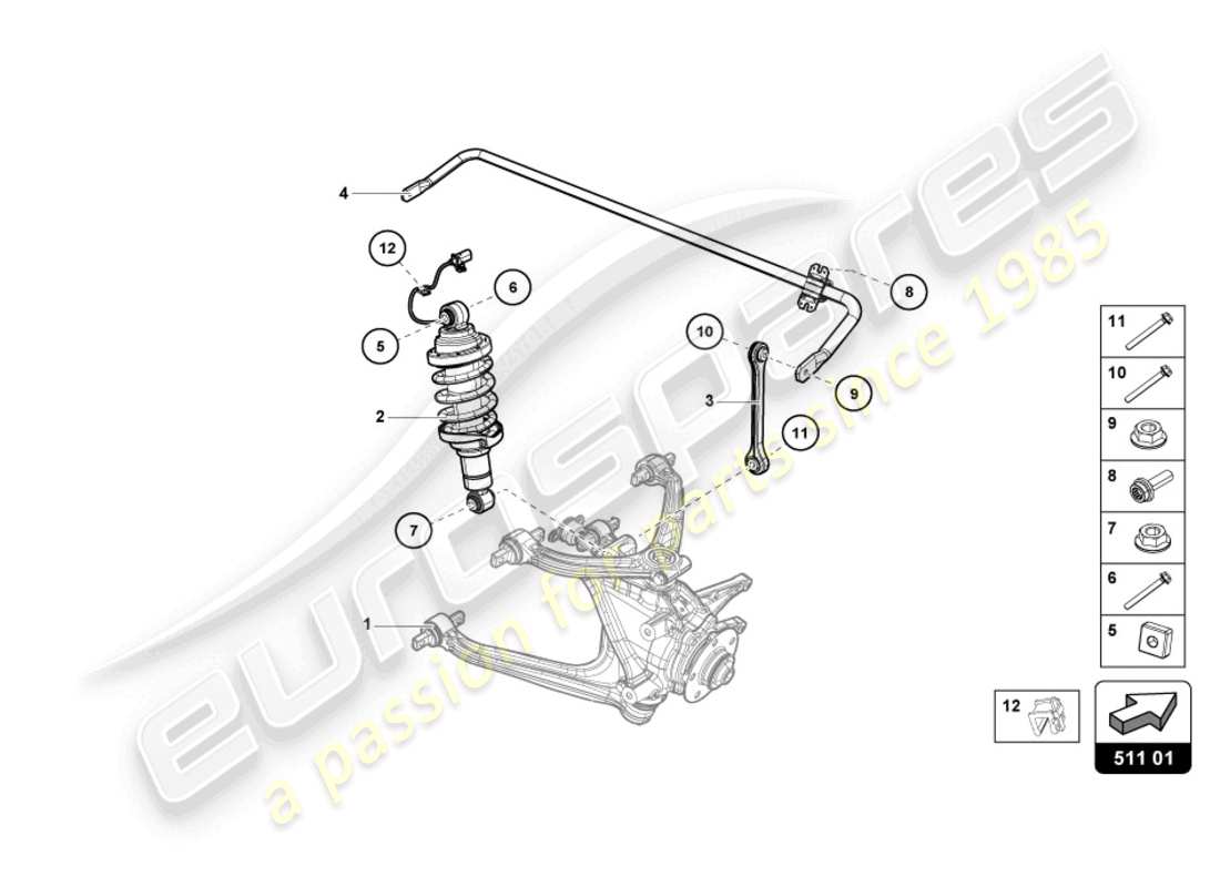 lamborghini evo spyder 2wd (2021) amortisseur arrière schéma des pièces