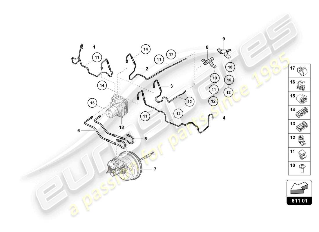 lamborghini evo spyder 2wd (2021) conduite de frein schéma des pièces