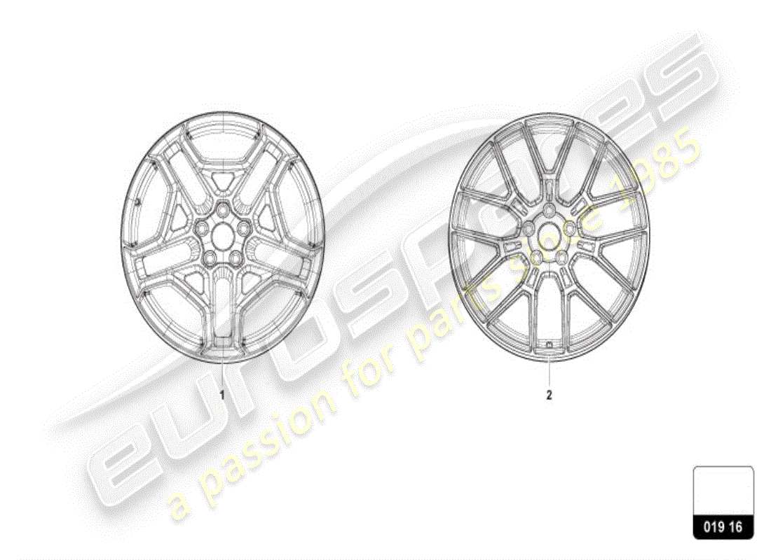 lamborghini huracan sterrato (accessories) jante en aluminium schéma des pièces