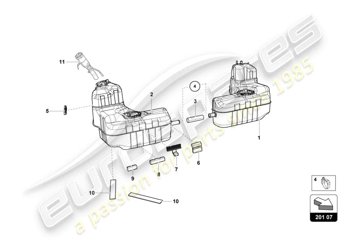 lamborghini 2021 (sto) réservoir de carburant schéma des pièces