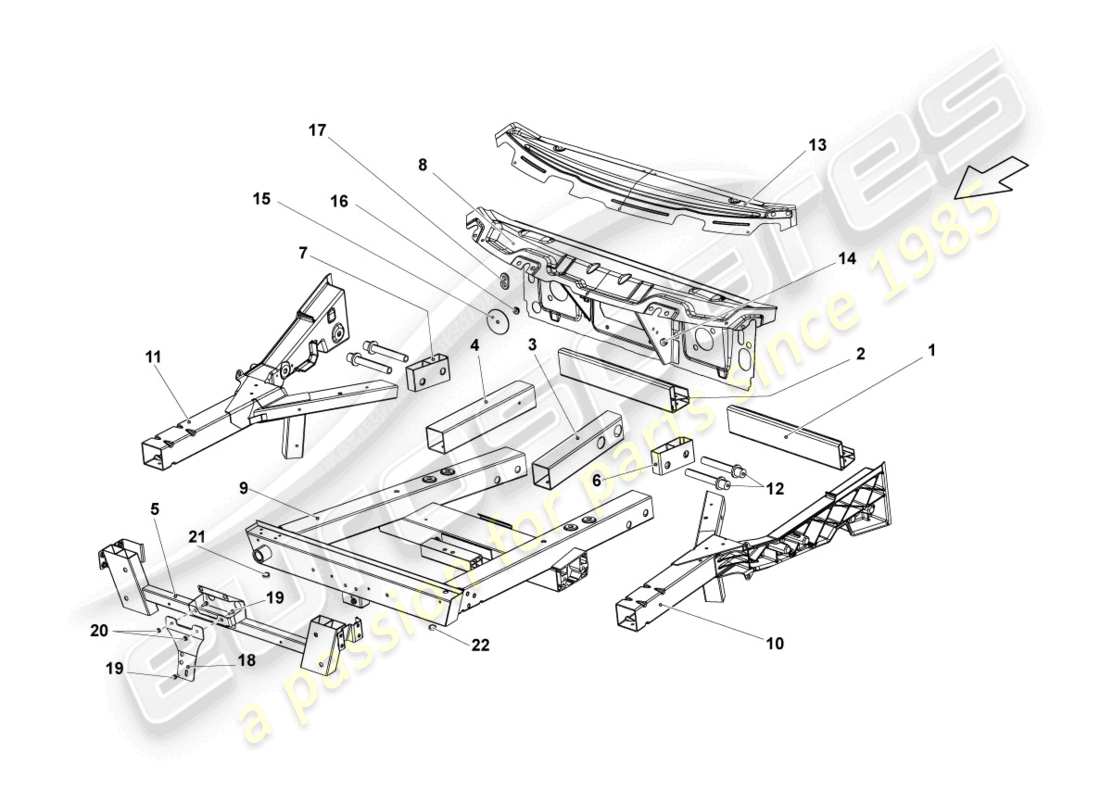 lamborghini gallardo coupe (2004) carrosserie partie avant schéma des pièces