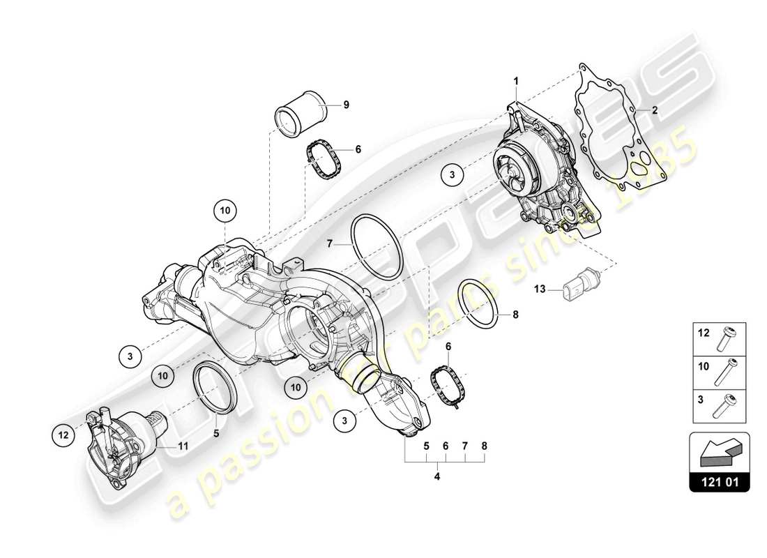 lamborghini urus (2020) pompe de circulation de liquide de refroidissement schéma des pièces