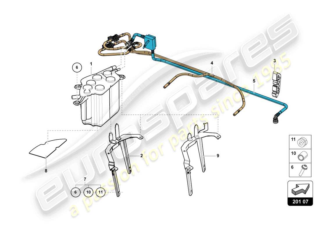 lamborghini countach lpi 800-4 (2022) système de filtre à charbon actif schéma des pièces