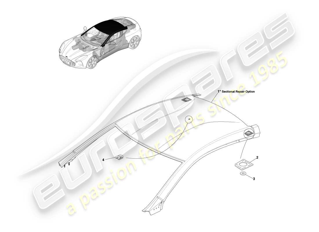 aston martin one-77 (2011) assemblage du toit schéma des pièces