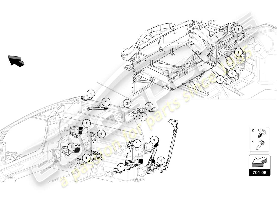 lamborghini lp770-4 svj roadster (2022) fixations diagramme des pièces