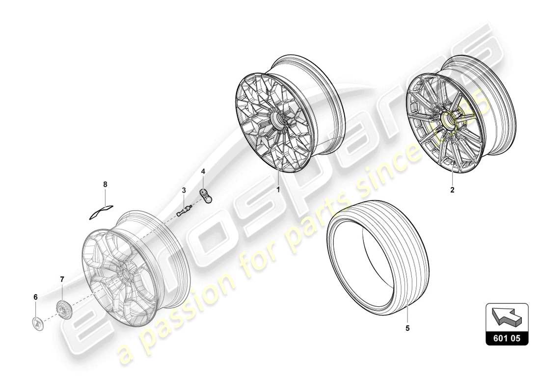 lamborghini sto (2021) roues/pneus avant schéma des pièces