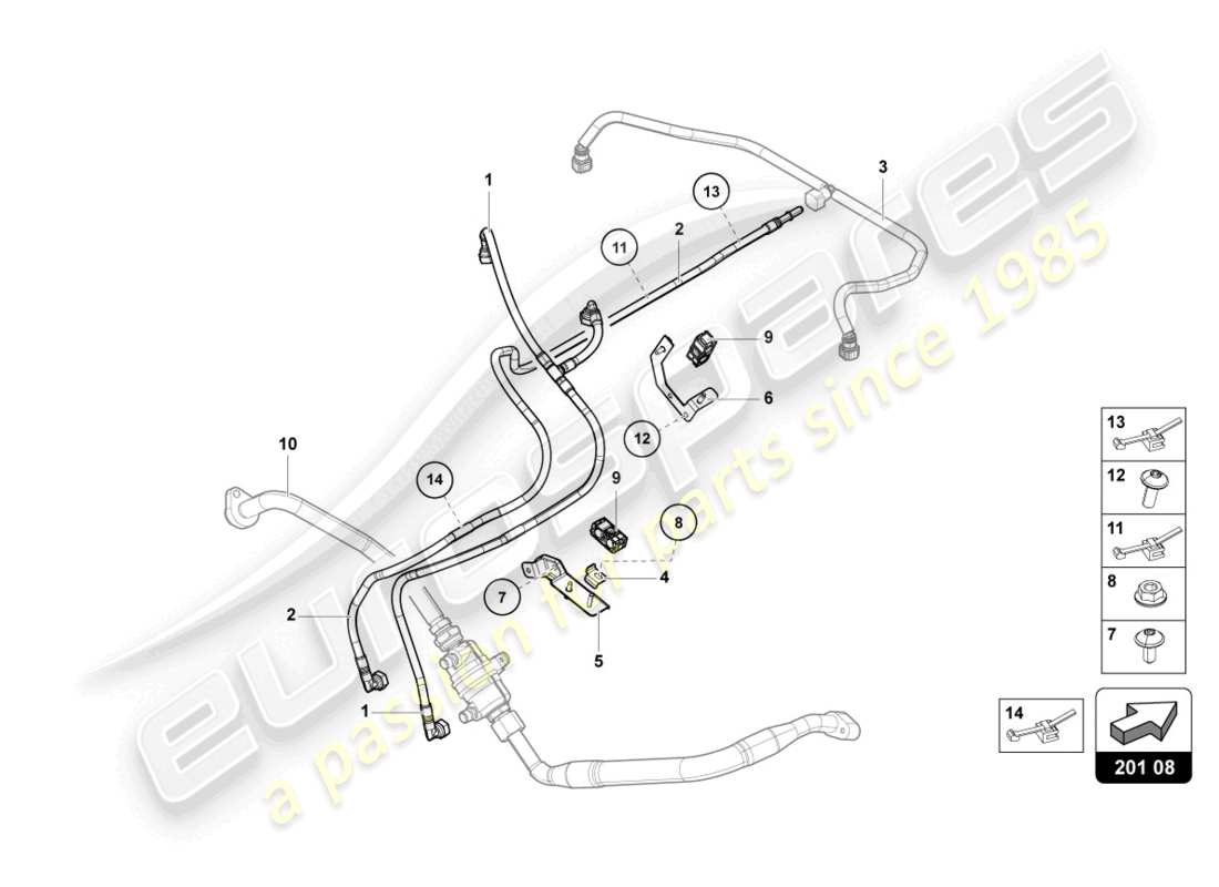 lamborghini countach lpi 800-4 (2022) diagramme des pièces de la conduite de carburant