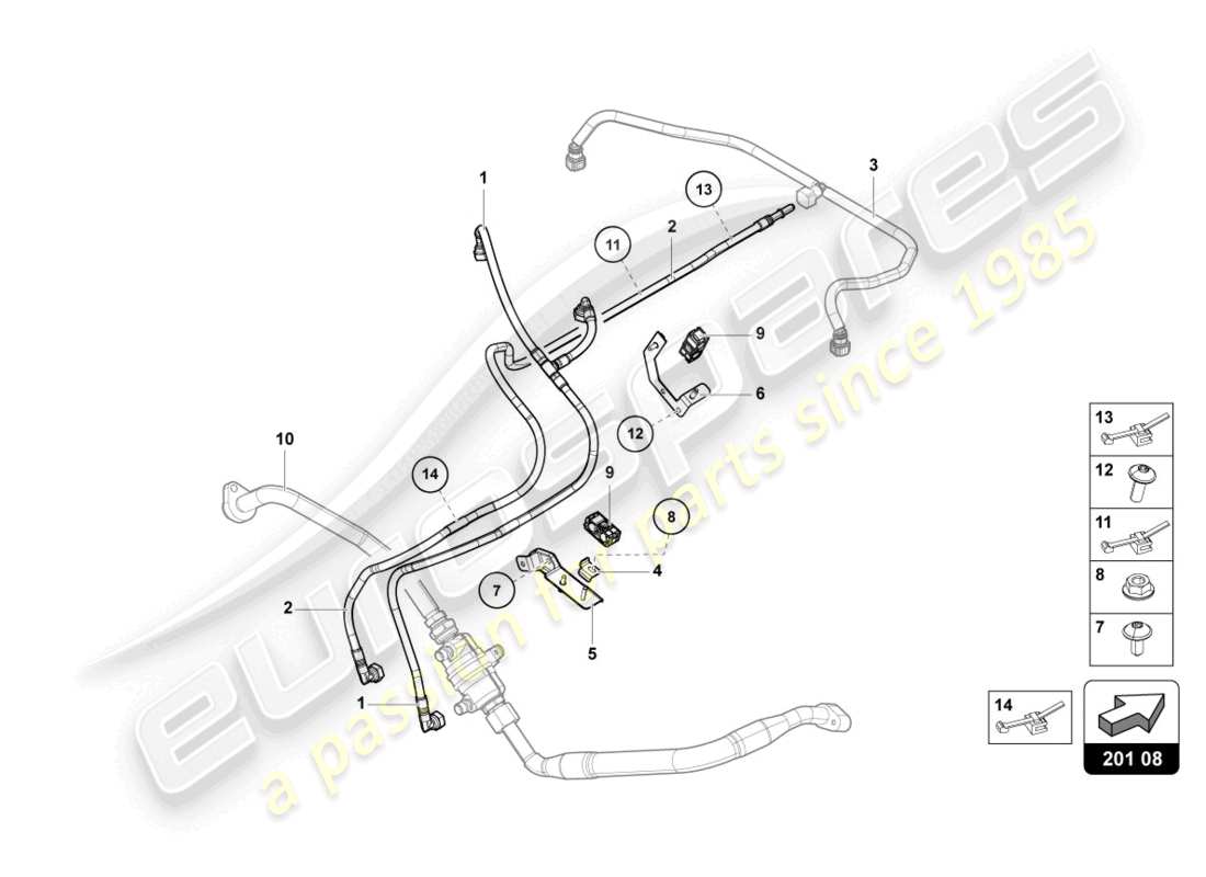 lamborghini 2022 (lp770-4 svj coupe) diagramme des pièces de la conduite de carburant