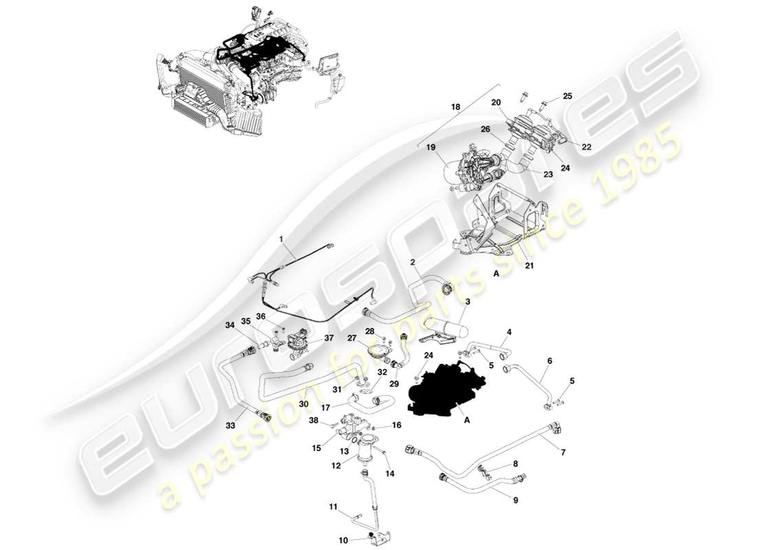 aston martin v8 vantage (2007) schéma des pièces de contrôle des émissions