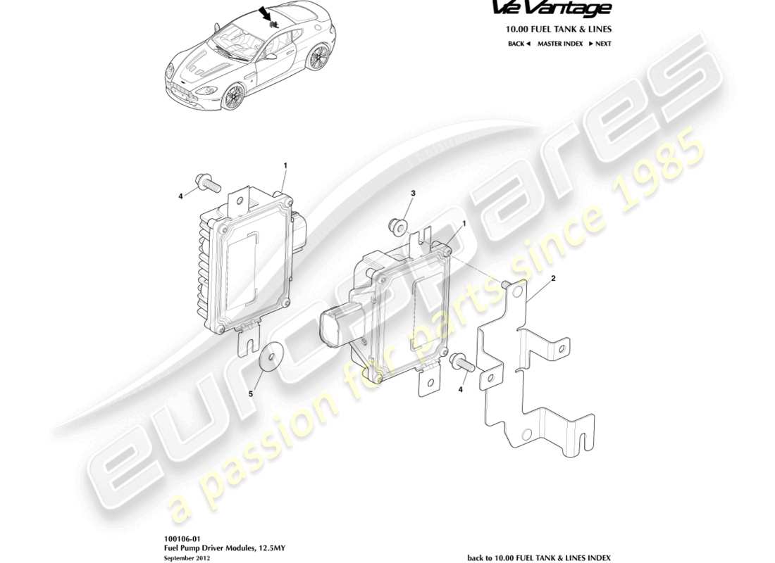 aston martin v12 vantage (2013) modules de pompe à carburant, 12.5my diagramme de pièces