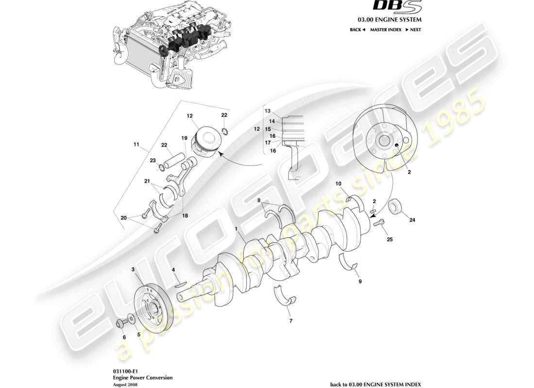 aston martin dbs (2012) diagramme de pièce de conversion de puissance